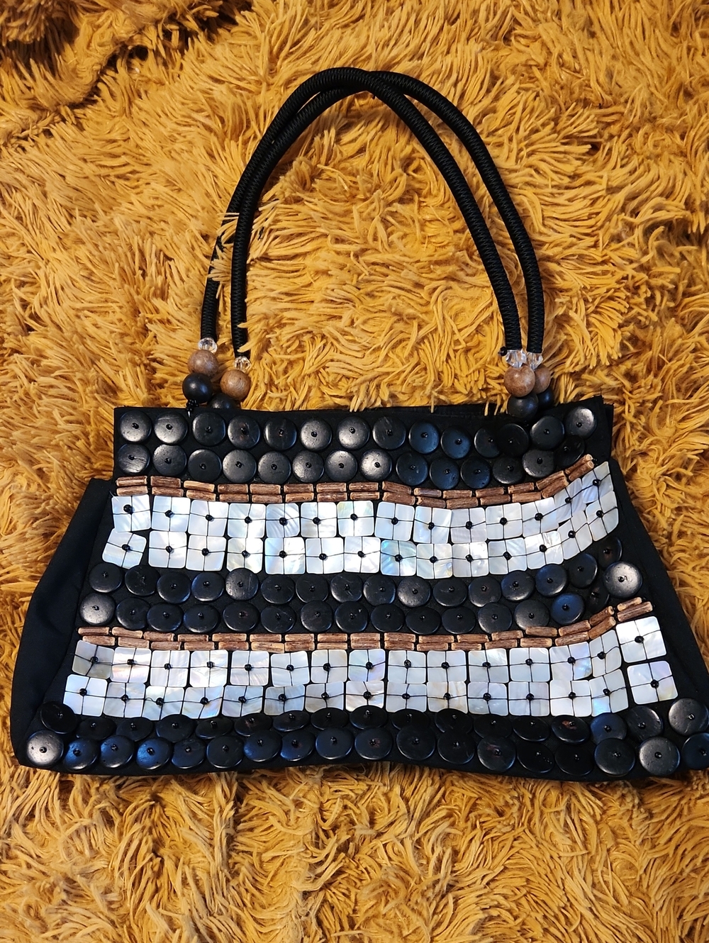 Black Beaded Shoulder Bag